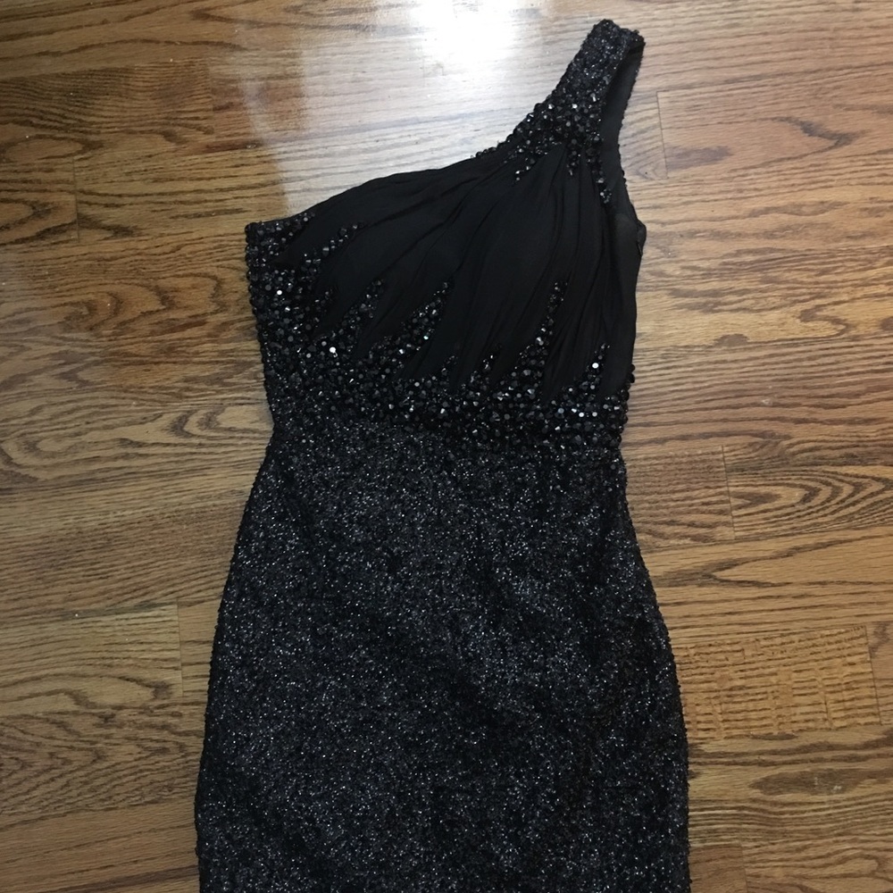 La Femme One Shoulder Sequin Dress